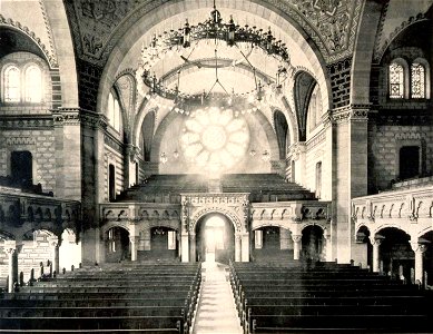 Strasbourg synagogue quai Kléber vue nef 1898-1940. Free illustration for personal and commercial use.