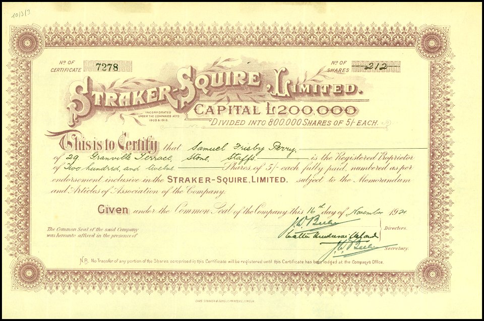 Straker-Squire Ltd 1921