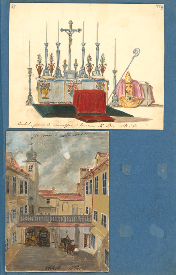 Stredoeurópsky maliar z 19. storočia - Vyzdobený oltár pri príležitosti svadby Emílie a Pavla Széchenyi. - K 6232-25 - Slovak National Gallery