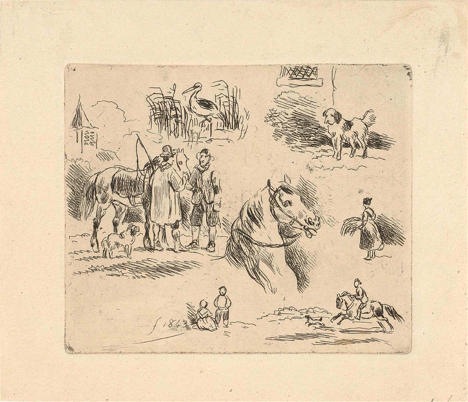 Studieblad van verschillende figuren