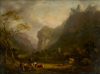 Stredoeurópsky maliar zo začiatku 19. storočia - Mountain Valley with a Figural Group in the Foreground - O 286 - Slovak National Gallery