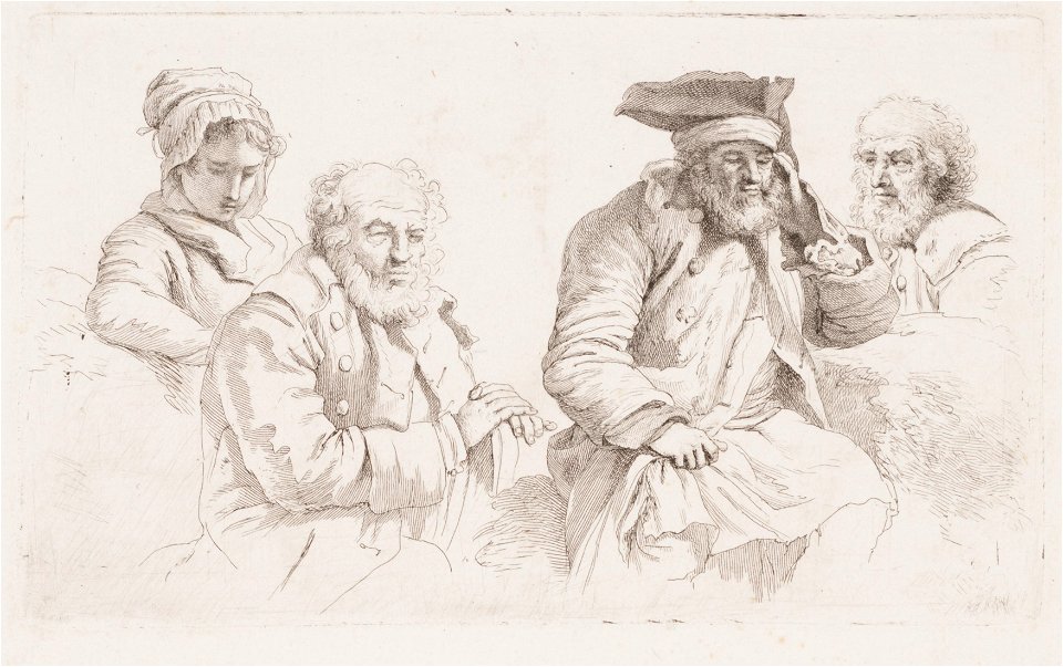 Studie van een oude man en jonge vrouw, objectnr A 16939