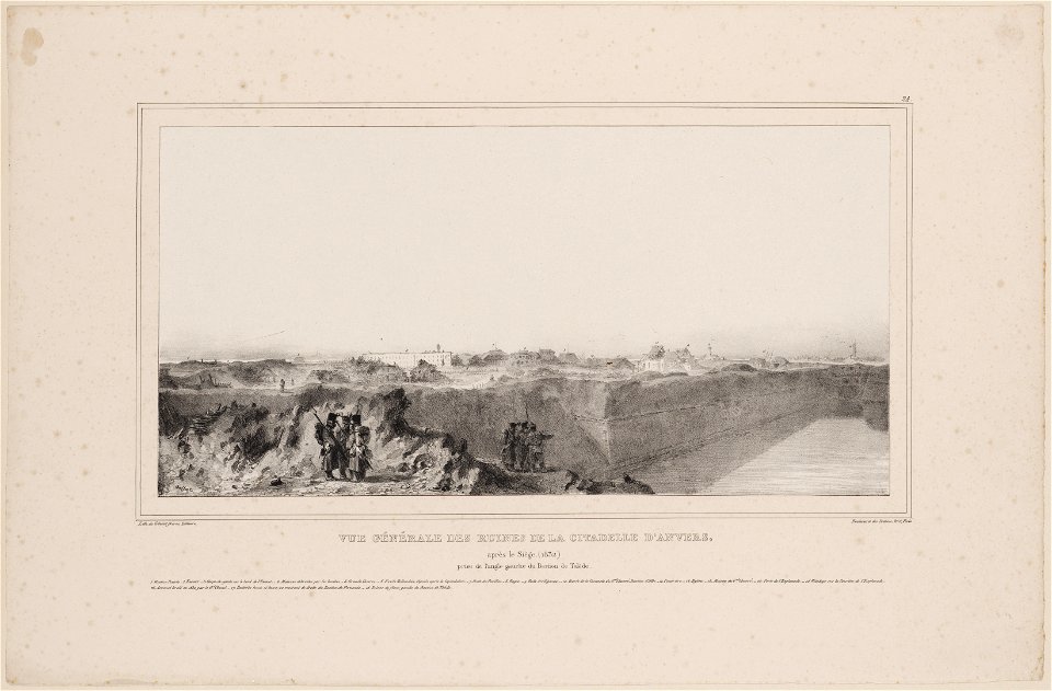 Strijd om de citadel van Antwerpen (vue genérale des ruines de la citadelle d'anvers, après le siége 1832), objectnr A 15343