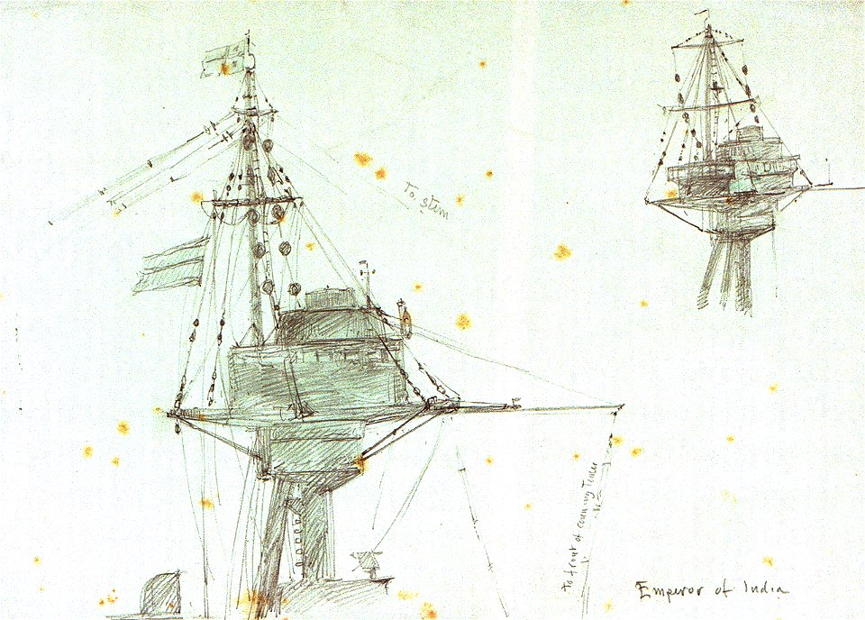 Studies of the foremast of HMS 'Emperor of India' RMG PV2670