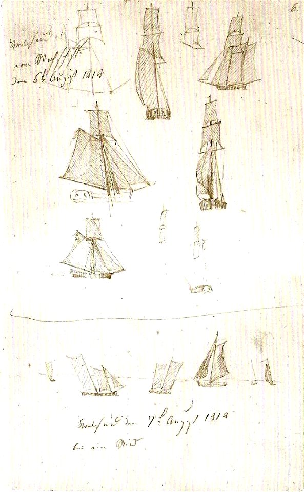 Studien von Segelschiffen