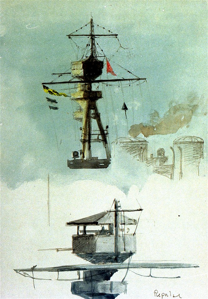 Studies of the foretop of HMS 'Repulse' RMG PV2745