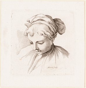 Studie van het hoofd van een jonge vrouw, objectnr A 16940