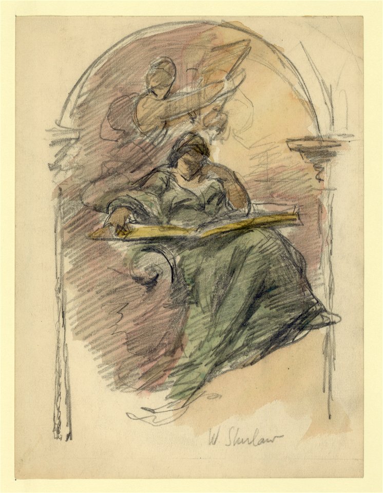 Study drawing for mural of woman reading LCCN2004662051