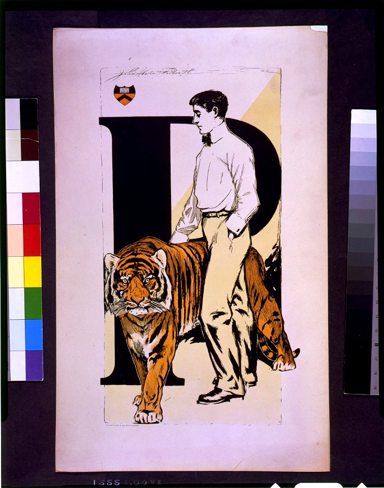 Student standing alongside tiger) - John Weston Galbraith LCCN94515542
