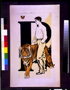 Student standing alongside tiger) - John Weston Galbraith LCCN94515542