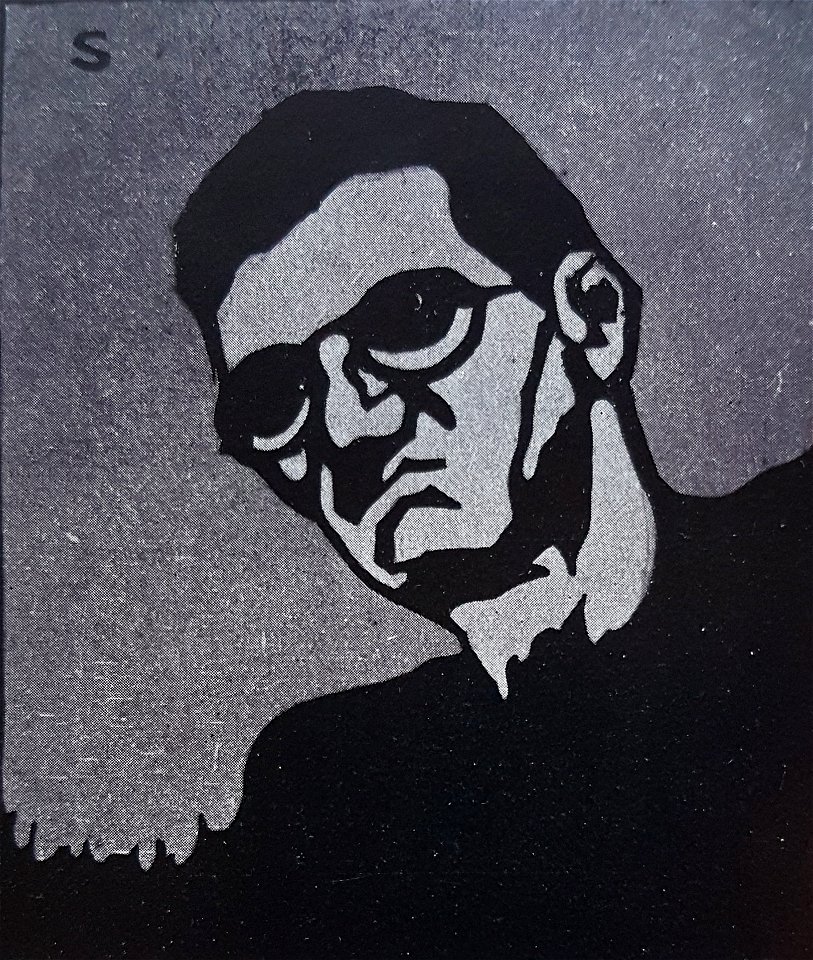 Studiehuvud träsnitt x Artur Sahlén
