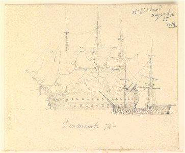Study of 'Denmark' (74) at Spithead, 1814 RMG PZ0912