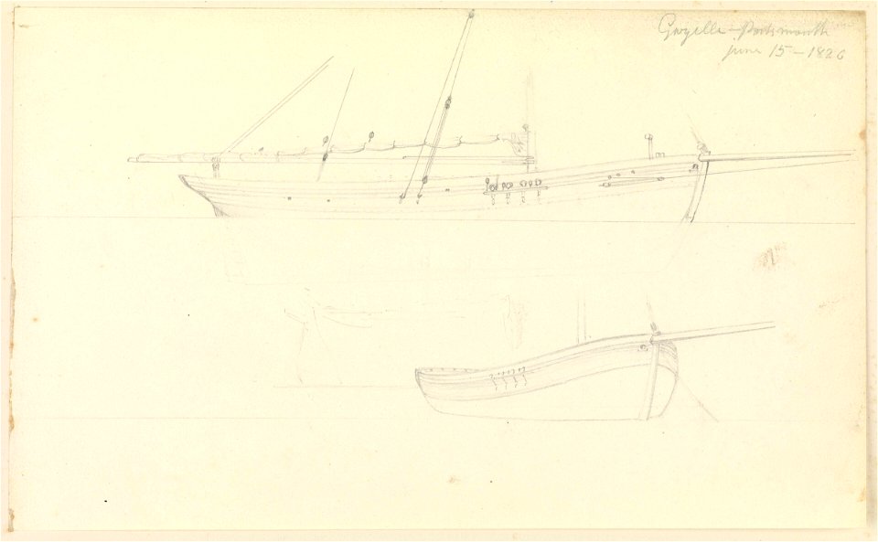 Studies of the yacht 'Gazelle', Portsmouth, 1826 RMG PZ0893