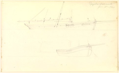 Studies of the yacht 'Gazelle', Portsmouth, 1826 RMG PZ0893