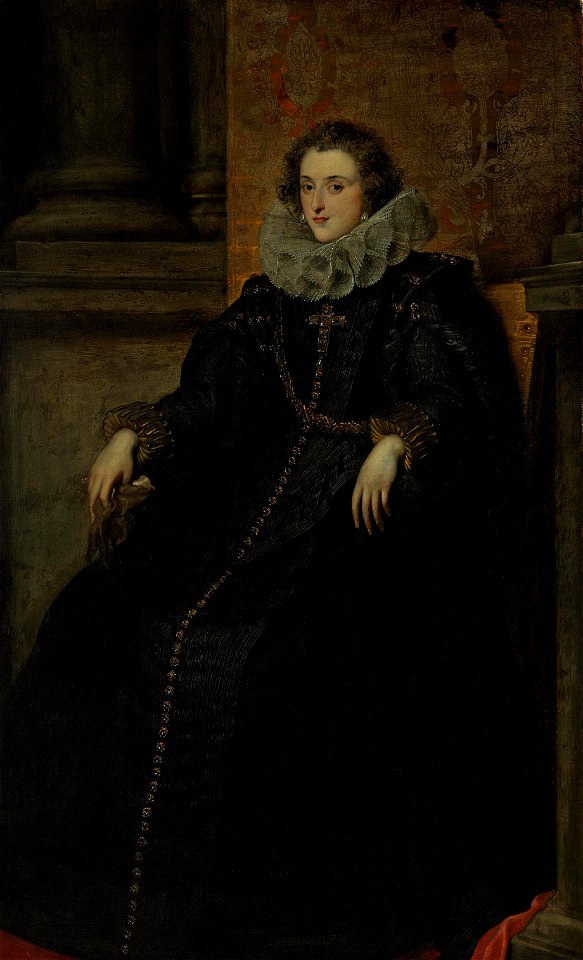 Studio of Sir Anthony van Dyck - Portrait of Doña Polissena Spinola, Marchesa de Leganés (1600-1637), full-length, seated, in a black dress