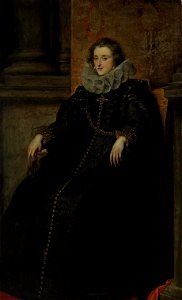 Studio of Sir Anthony van Dyck - Portrait of Doña Polissena Spinola, Marchesa de Leganés (1600-1637), full-length, seated, in a black dress