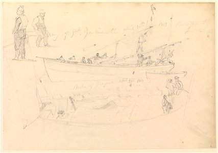 Studies of fishermen and craft, Portsmouth, 1813 RMG PY3791