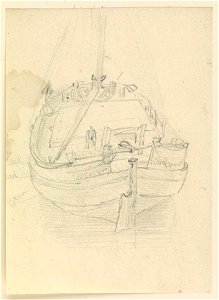 Study of a sailing boat viewed from the stern, 15 August 1814 RMG PZ0911