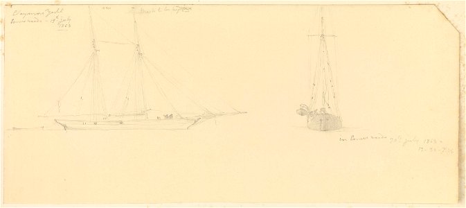 Studies of the 'Claymore' yacht, Cowes Roads, 1863 RMG PZ0955