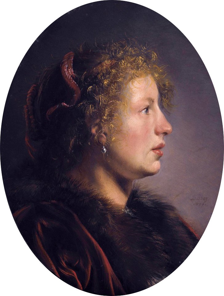 Study of a young woman in profile, by Salomon de Bray (1597-1664)