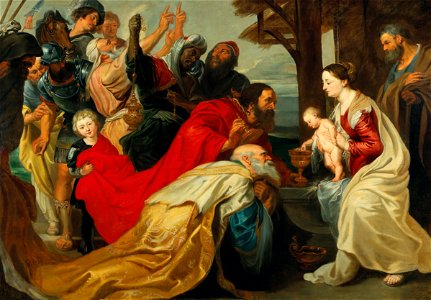 Studio of Peter Paul Rubens - The Adoration of the Magi. Free illustration for personal and commercial use.