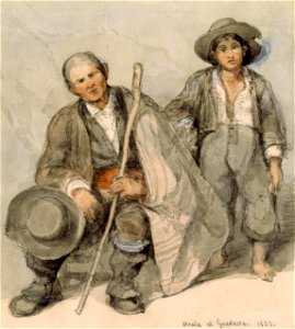 Study of Spanish Peasants at Alcalá de Guadaíra by David Roberts, RA. Free illustration for personal and commercial use.