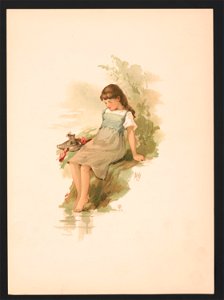 Study. Girl seated on a mossy bank - LBH (monogram) ; after Miss L.B. Humphrey. LCCN2017650201