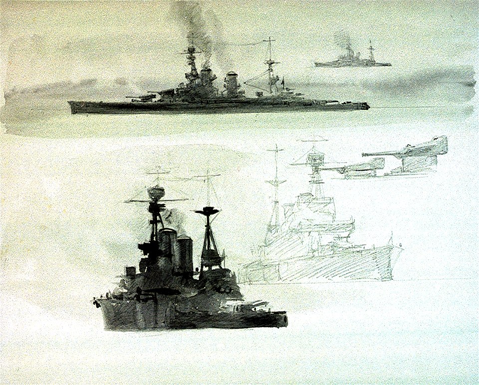 Studies of HMS 'Repulse' (1916) and guns RMG PU9924