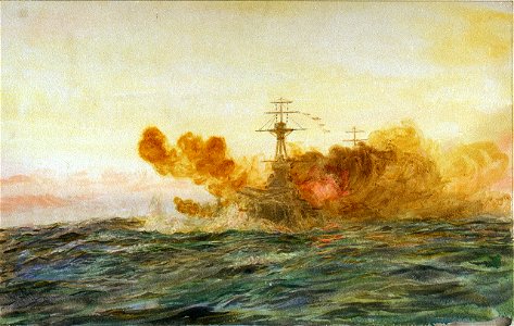 Study for 'Battleships at Target Practice in the Atlantic' RMG PW1771
