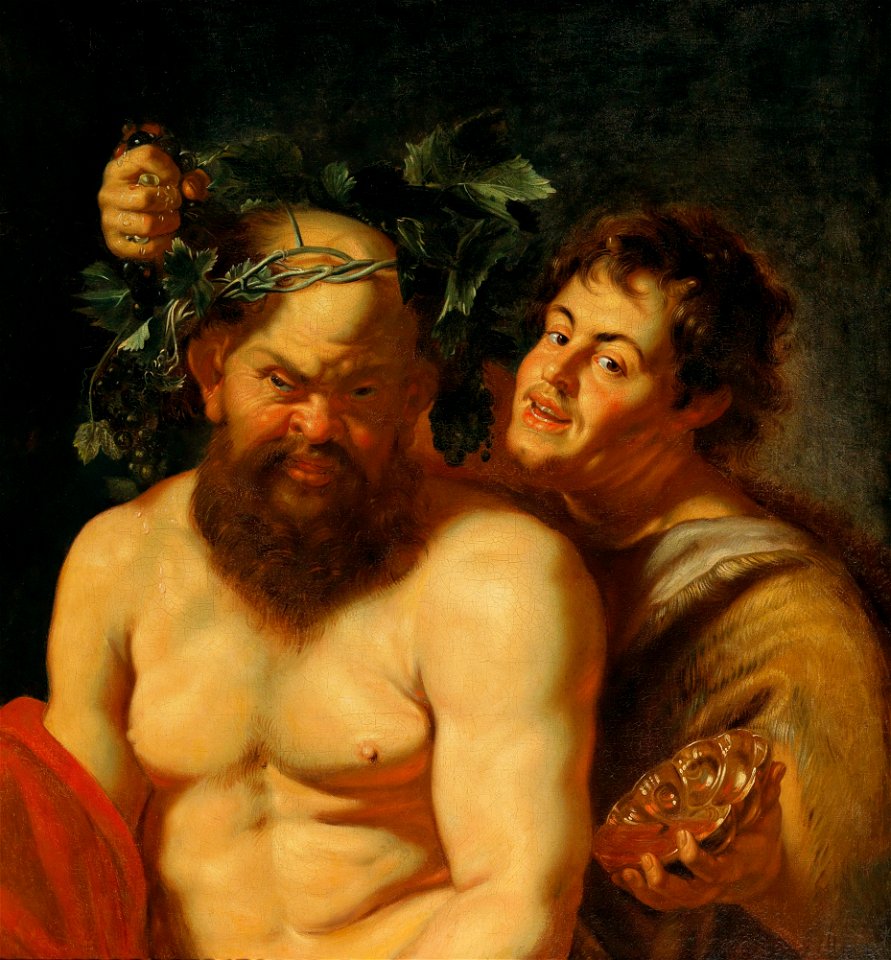 Studio of Peter Paul Rubens - The Drunken Silenus with a Satyr