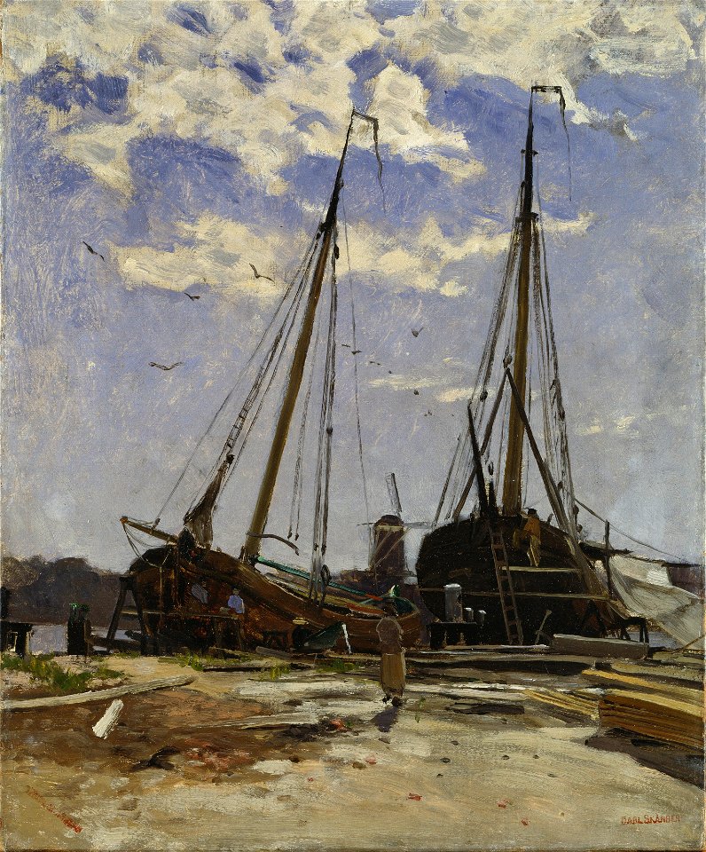 Study for Dordrecht Harbour, 1880, Göteborgs konstmuseum (Carl Skånberg) - Nationalmuseum - 18904