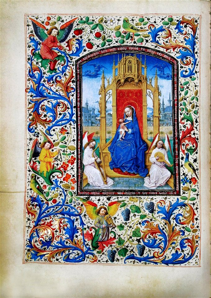 Stundenbuch der Maria von Burgund Wien cod. 1857 Madonna mit Kind und musizierenden Engeln