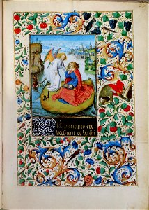 Stundenbuch der Maria von Burgund Wien cod. 1857 Der Evangelist Johannes auf der Insel Patmos