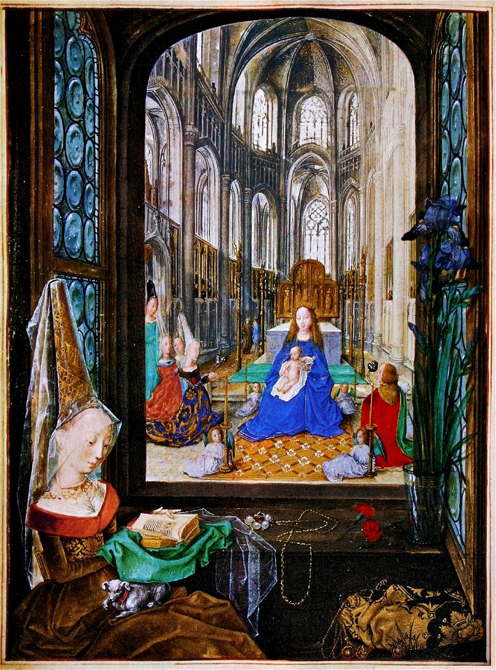 Stundenbuch der Maria von Burgund Wien cod. 1857 Madonna mit Kind in einer Kirche