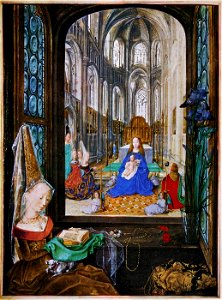 Stundenbuch der Maria von Burgund Wien cod. 1857 Madonna mit Kind in einer Kirche