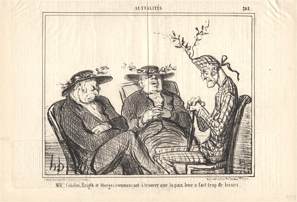 Joseph Sturge; John Bright; Richard Cobden by Honore Daumier