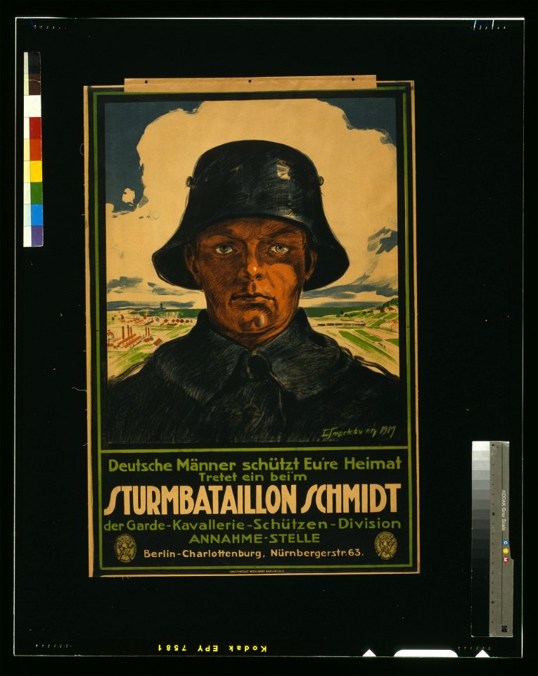 Sturmbataillon Schmidt; Deutsche Männer schütt Eure Heimat! Tretet ein beim ... - L. Impekoven, 1919. LCCN2004665959. Free illustration for personal and commercial use.