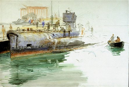 Study of a submarine at a quayside (unfinished) RMG PV3364