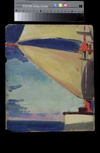 Study of a ships mast and lower sails, at sea, above a deckhouse RMG BHC1386