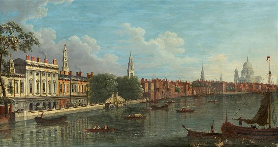 Style of Samuel Scott (1702-72) - The Thames at Somerset House - RCIN 405294 - Royal Collection