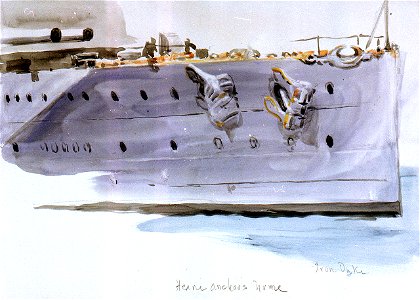 Study of heaving the starboard anchors home on HMS 'Iron Duke' RMG PV2699