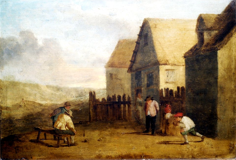 Style of David Teniers the Younger Peasants bowling