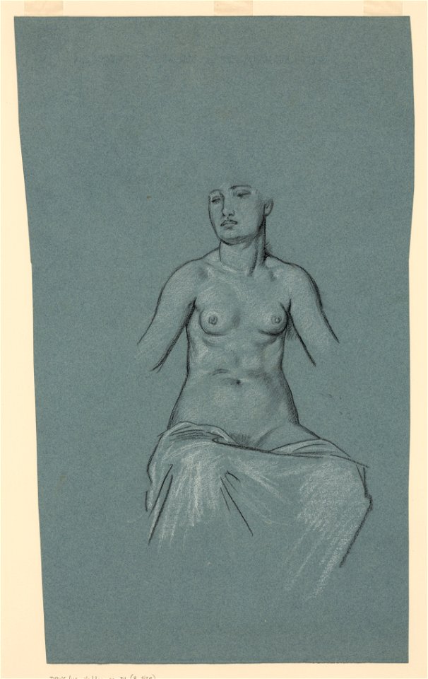 Study for Peace and prosperity panel of mural titled Government, located at entrance to the main reading room of the Jefferson Building, Library of Congress, showing nude woman, seated, with LCCN2004661966