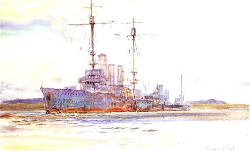 Study of a surrendered German cruiser at Scapa Flow, probably the 'Karlsruhe' RMG PW1869