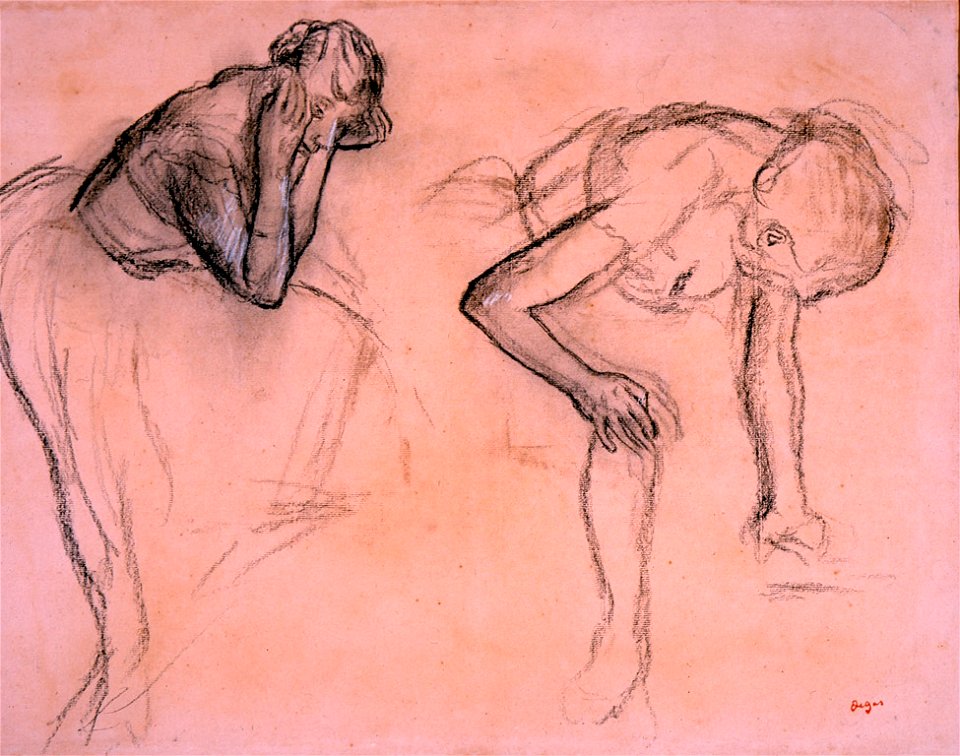 Study of Two Dancers by Edgar Degas, charcoal, High Museum of Art