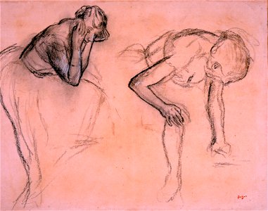Study of Two Dancers by Edgar Degas, charcoal, High Museum of Art