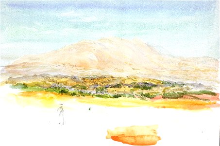 Study of distant mountains, with valley below and figure in foreground RMG PU9808