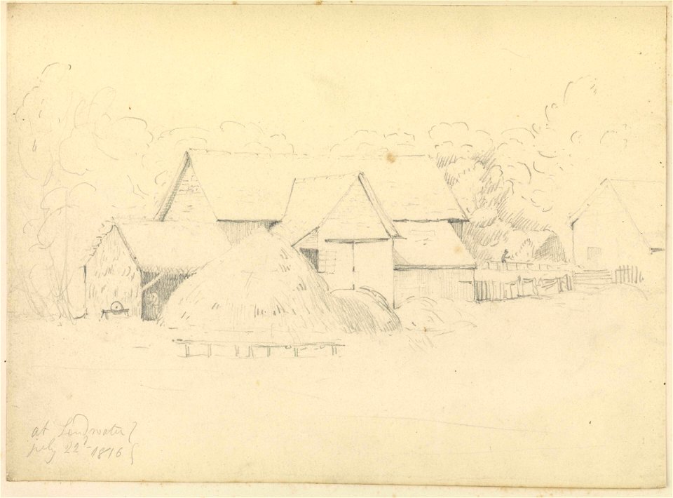 Study of hay barns at Loudwater, 1816 RMG PZ0930