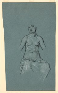 Study for Peace and prosperity panel of mural titled Government, located at entrance to the main reading room of the Jefferson Building, Library of Congress, showing nude woman, seated, with LCCN2004661966