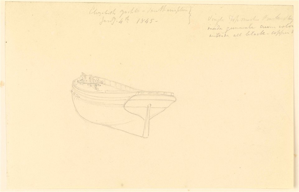 Study of the hull of the 'Elizabeth' yacht, Southampton, 1845 RMG PZ0954